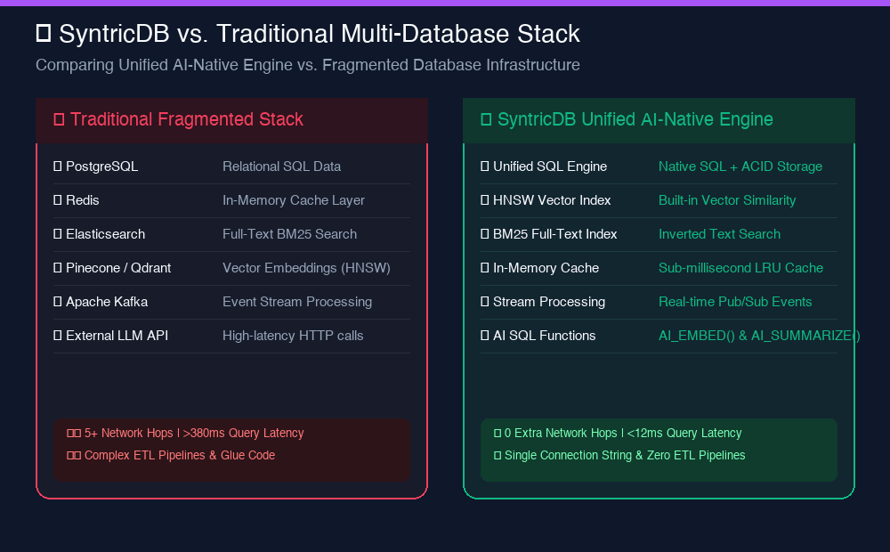 SyntricDB vs Traditional Stack Comparison